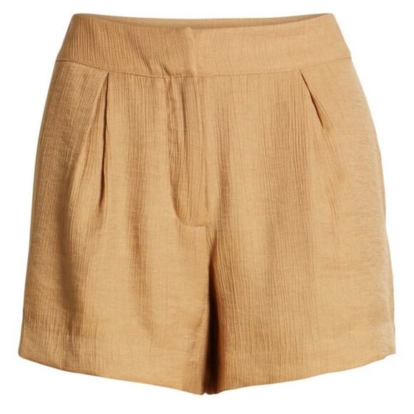 Something Navy Tan Praline Pleated Shorts Size 10 New - Picture 4 of 14